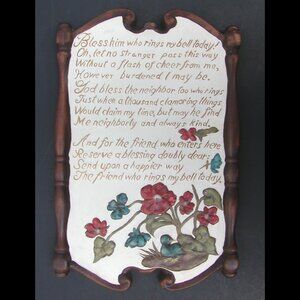 Vintage Ceramic Wall Hanging Decor Plaque Dated 1975 "Ring My Bell"